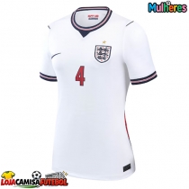 Camisa de Futebol Inglaterra Declan Rice #4 Equipamento Principal Mulheres Mundo 2026 Manga Curta